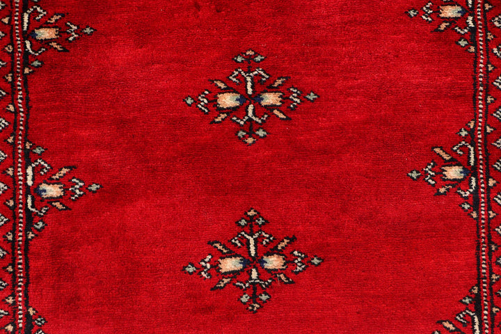 Red Pakistani Butterfly Rug 3' x 7'5" Hand-Knotted | No. QA52256