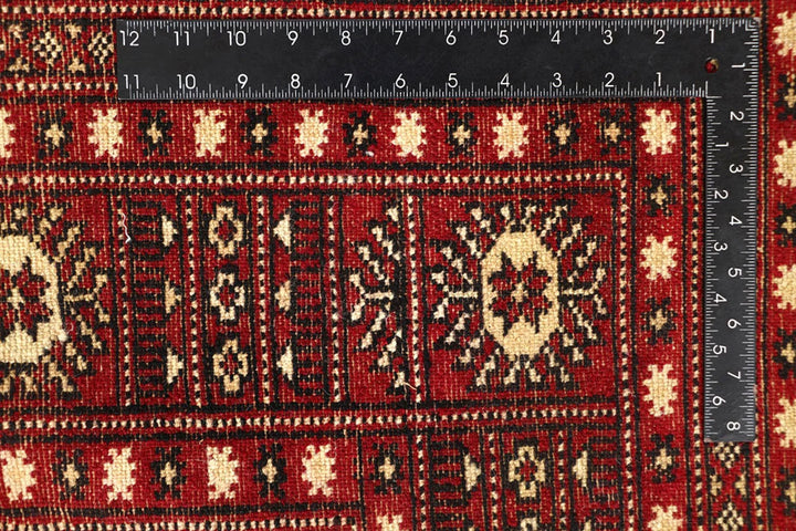 Firebrick Red Pakistani Bokhara Rug 7' 10" x 9' 11" Hand-Knotted | No. QA52301