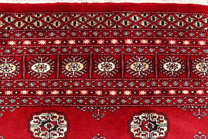 Firebrick Red Pakistani Bokhara Rug 7' 10" x 9' 10" Hand-Knotted | No. QA52344