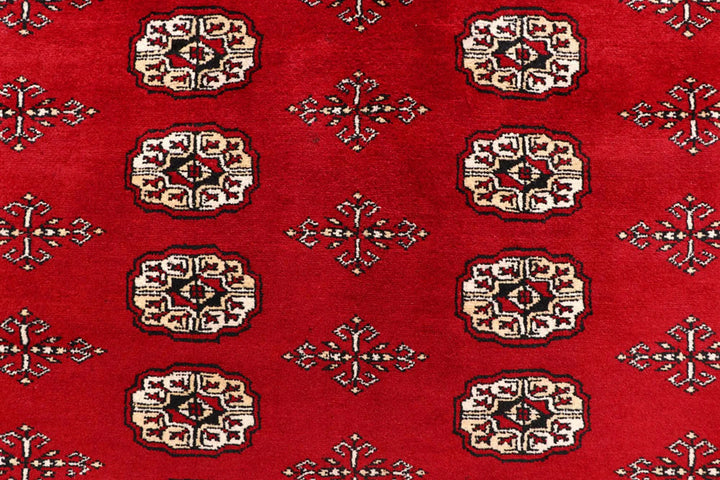 Firebrick Red Pakistani Bokhara Rug 7' 10" x 9' 10" Hand-Knotted | No. QA52344