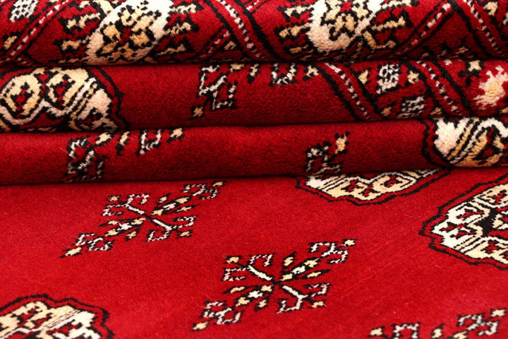 Firebrick Red Pakistani Bokhara Rug 7' 10" x 9' 10" Hand-Knotted | No. QA52344