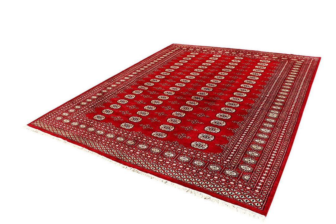 Firebrick Red Pakistani Bokhara Rug 7' 10" x 9' 10" Hand-Knotted | No. QA52344
