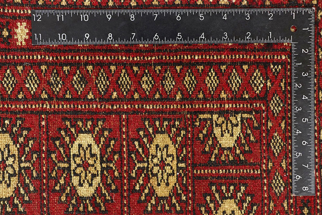 Firebrick Red Pakistani Bokhara Rug 7' 10" x 9' 10" Hand-Knotted | No. QA52344