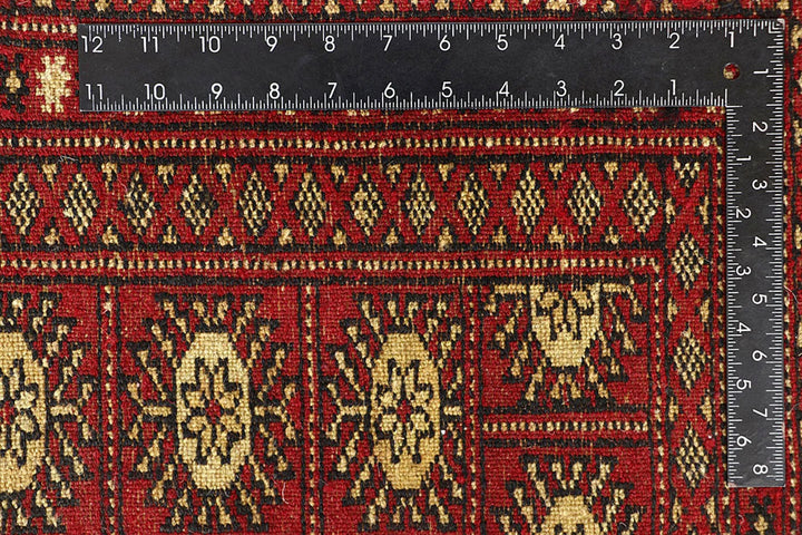 Firebrick Red Pakistani Bokhara Rug 7' 10" x 9' 10" Hand-Knotted | No. QA52344