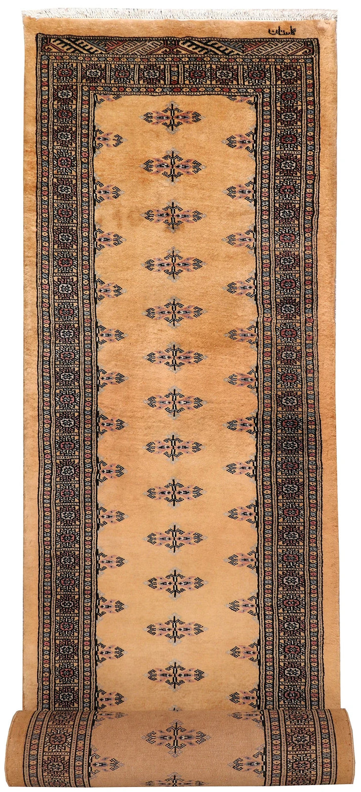 Sandy Brown Pakistani Butterfly Runner 2' 8" x 14' 1" Hand-Knotted | No. QA52446