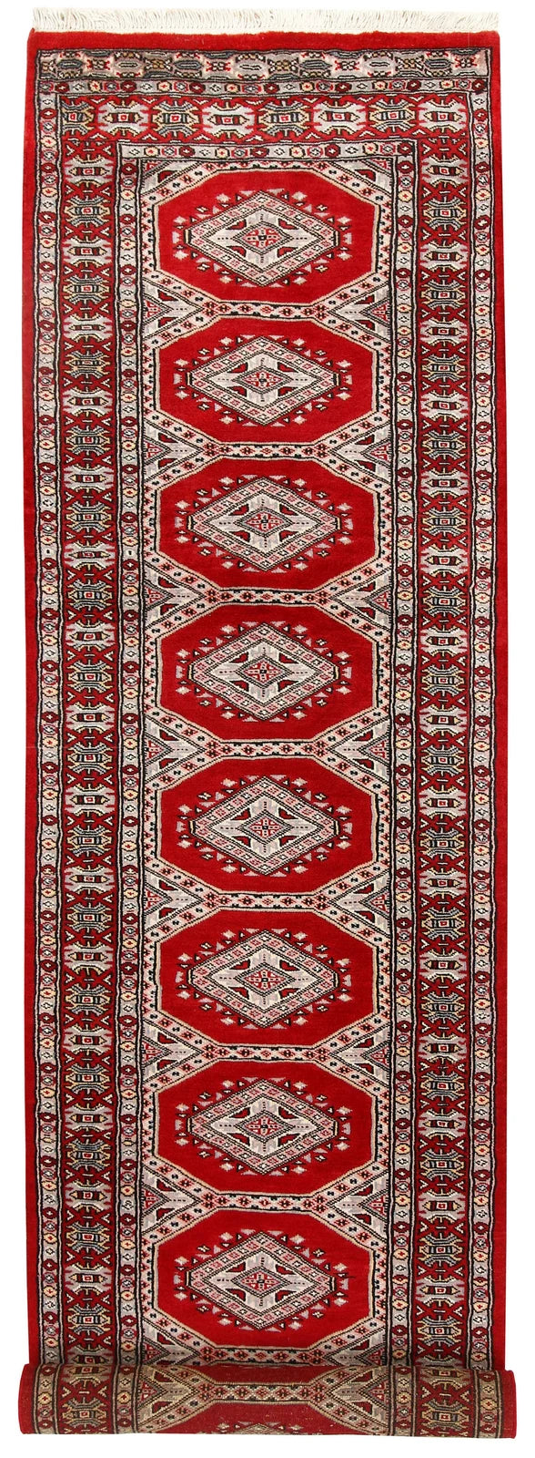 Firebrick Pakistani Jaldar Rug 2' 4" x 9' 7" Hand-Knotted | No. QA52475