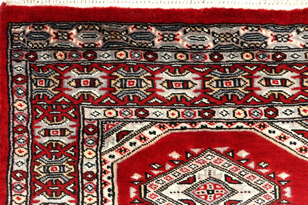 Firebrick Pakistani Jaldar Rug 2' 4" x 9' 7" Hand-Knotted | No. QA52475