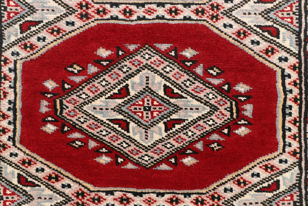 Firebrick Pakistani Jaldar Rug 2' 4" x 9' 7" Hand-Knotted | No. QA52475