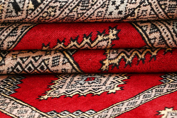 Red Pakistani Jaldar Rug 5' 2" x 8' 5" Hand-Knotted | No. QA52501
