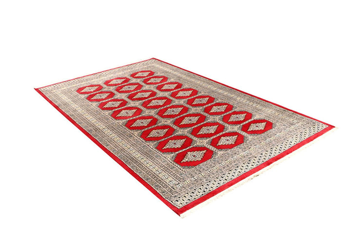 Red Pakistani Jaldar Rug 5' 2" x 8' 5" Hand-Knotted | No. QA52501