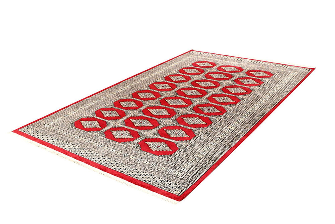 Red Pakistani Jaldar Rug 5' 2" x 8' 5" Hand-Knotted | No. QA52501