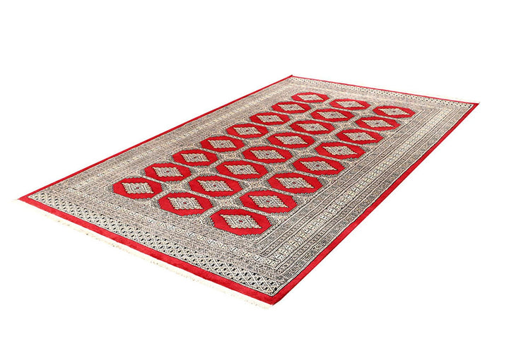 Red Pakistani Jaldar Rug 5' 2" x 8' 5" Hand-Knotted | No. QA52501