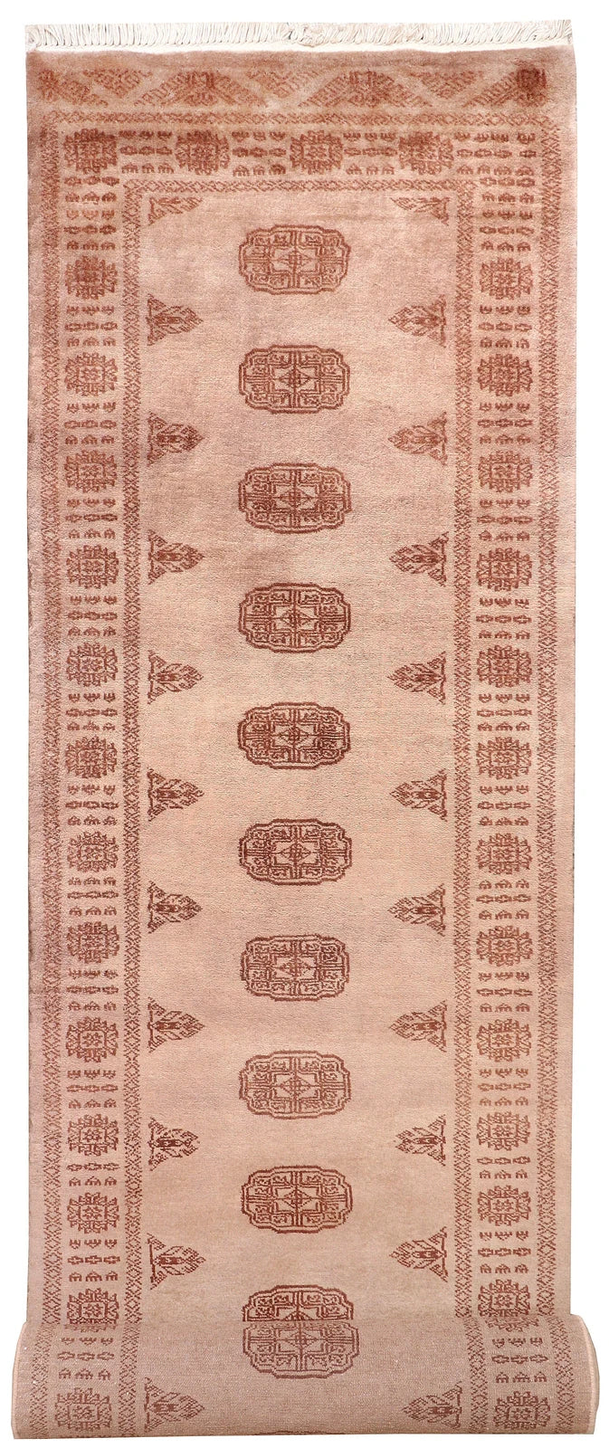 Antique White Pakistani Bokhara Rug 2' 6" x 10' 5" Hand-Knotted | No. QA52580