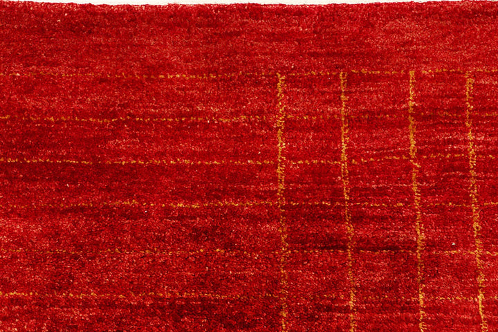 Red Pakistani Gabbeh Rug 4' 4" x 7' 2" Hand-Knotted | No. QA52735