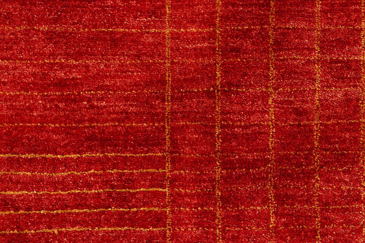 Red Pakistani Gabbeh Rug 4' 4" x 7' 2" Hand-Knotted | No. QA52735