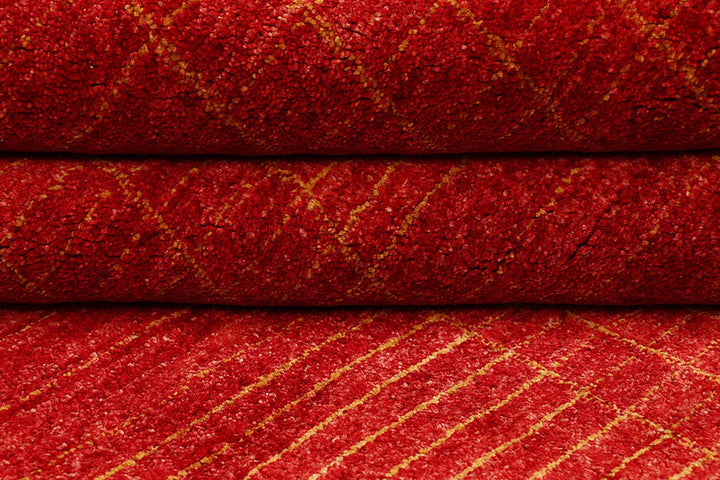 Red Pakistani Gabbeh Rug 4' 4" x 7' 2" Hand-Knotted | No. QA52735