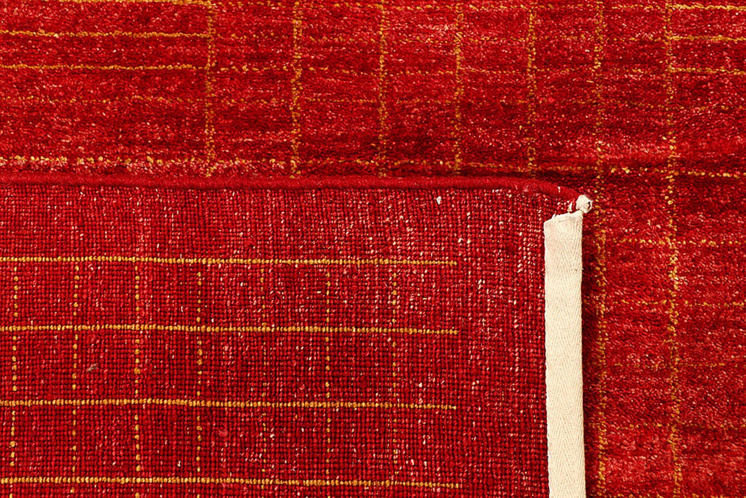 Red Pakistani Gabbeh Rug 4' 4" x 7' 2" Hand-Knotted | No. QA52735