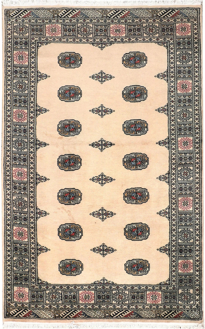 Brown Pakistani Bokhara Rug 4' 2" x 6' 7" Hand-Knotted | No. QA52794