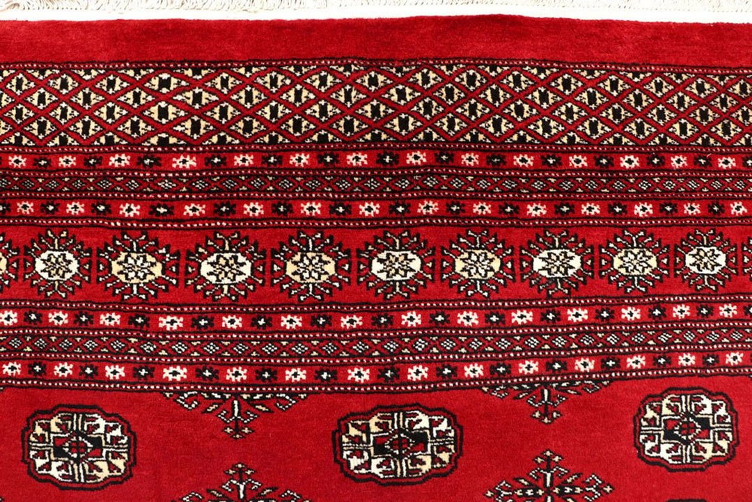 Red Pakistani Bokhara Rug 8' x 9'9" Hand-Knotted | No. QA52814