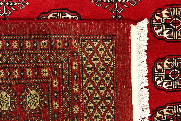 Red Pakistani Bokhara Rug 8' x 9'9" Hand-Knotted | No. QA52814