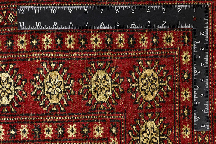 Red Pakistani Bokhara Rug 8' x 9'9" Hand-Knotted | No. QA52814