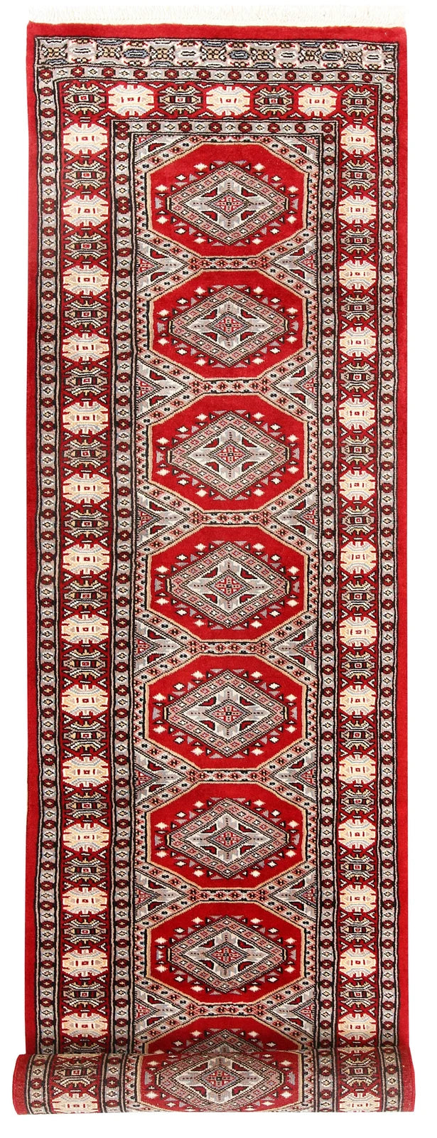 Firebrick Pakistani Jaldar Rug 2' 3" x 9' 1" Hand-Knotted | No. QA52832
