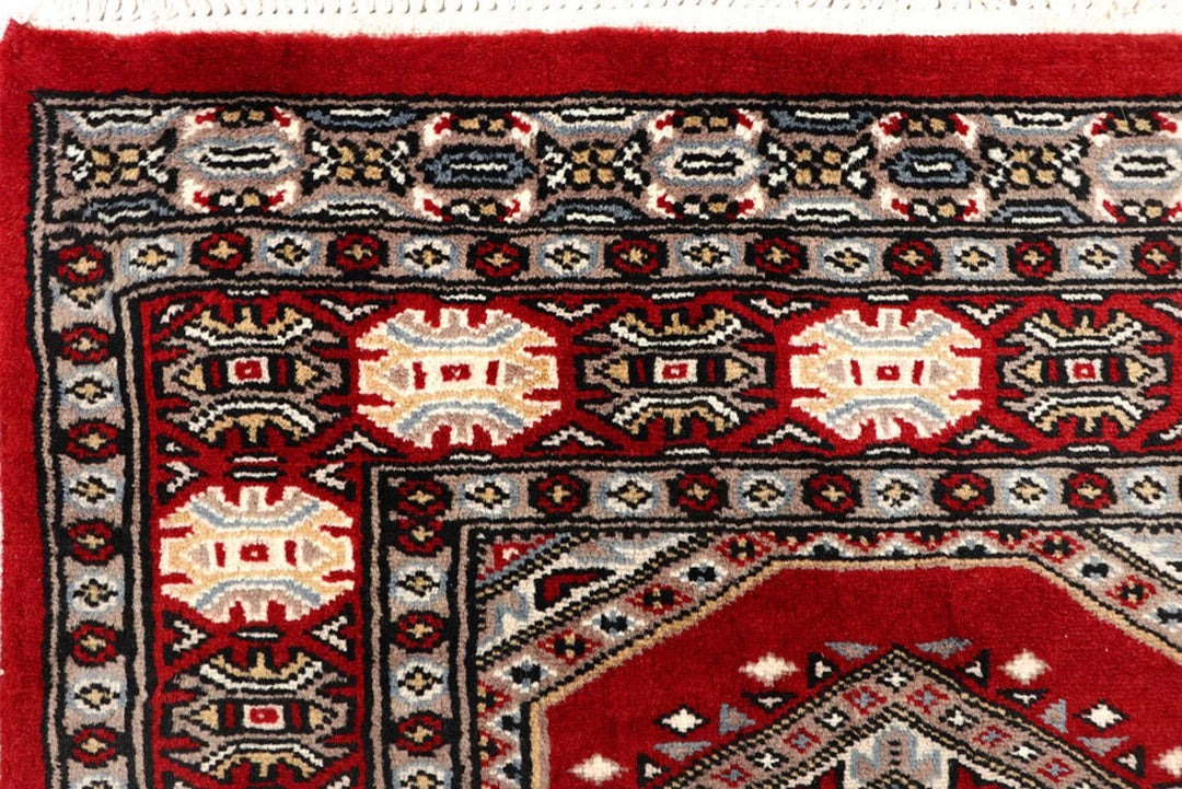 Firebrick Pakistani Jaldar Rug 2' 3" x 9' 1" Hand-Knotted | No. QA52832
