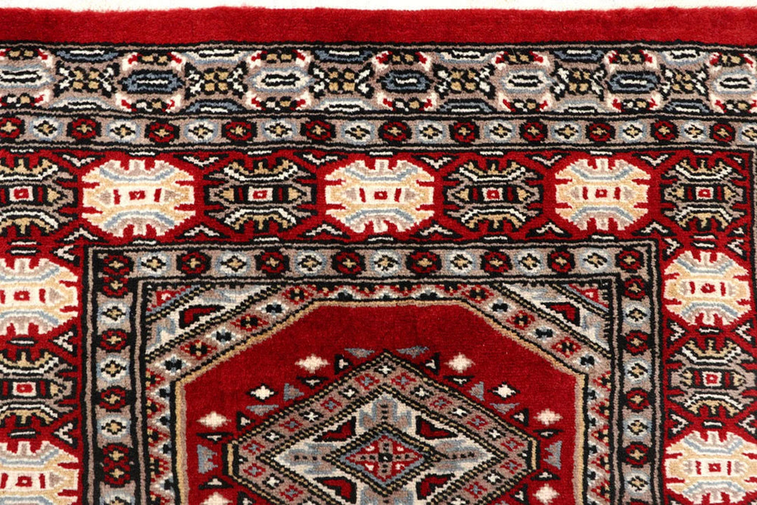 Firebrick Pakistani Jaldar Rug 2' 3" x 9' 1" Hand-Knotted | No. QA52832