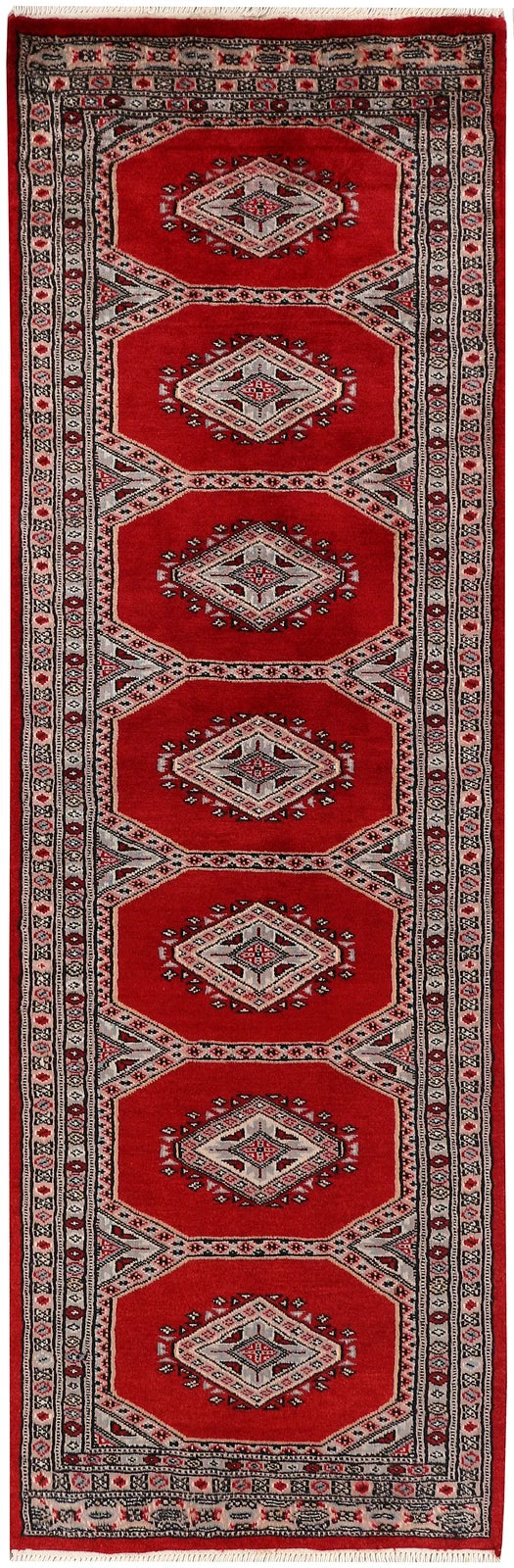 Firebrick Red Pakistani Jaldar Rug 2' x 6'4" Hand-Knotted | No. QA52893