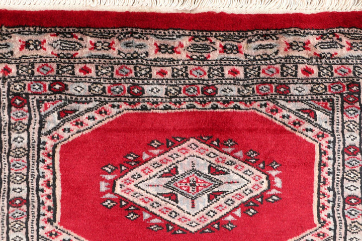 Firebrick Red Pakistani Jaldar Rug 2' x 6'4" Hand-Knotted | No. QA52893