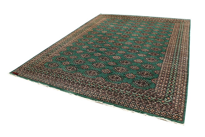 Sea Green Pakistani Jaldar Rug 8' 2" x 11' Hand-Knotted | No. QA52896