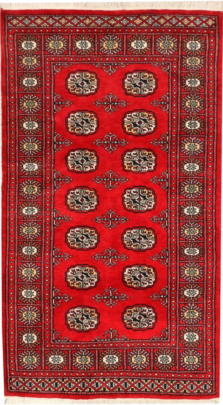 Red Pakistani Bokhara Rug 3' x 5'5" Hand-Knotted | No. QA52940