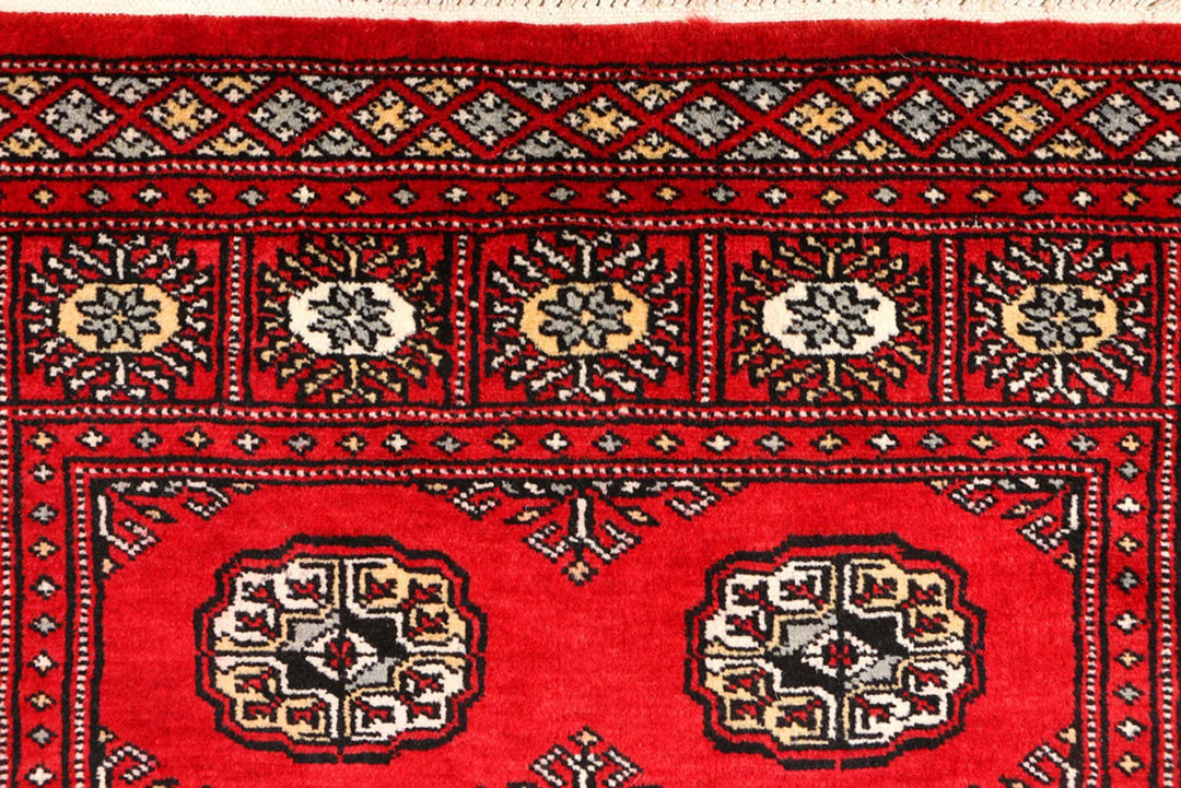 Red Pakistani Bokhara Rug 3' x 5'5" Hand-Knotted | No. QA52940