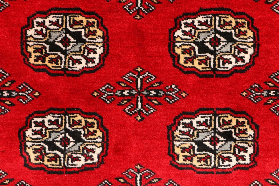 Red Pakistani Bokhara Rug 3' x 5'5" Hand-Knotted | No. QA52940