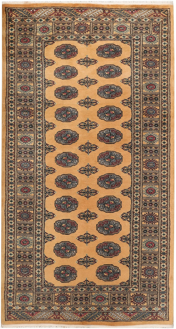 Moccasin Pakistani Bokhara Rug 3' 3" x 6' Hand-Knotted | No. QA53031