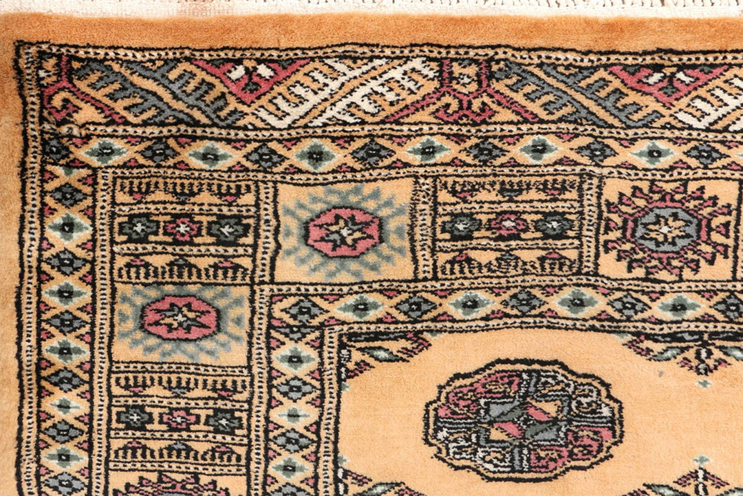 Moccasin Pakistani Bokhara Rug 3' 3" x 6' Hand-Knotted | No. QA53031
