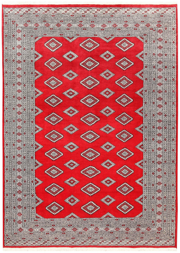 Red Pakistani Jaldar Rug 5' 11" x 8' 3" Hand-Knotted | No. QA53185