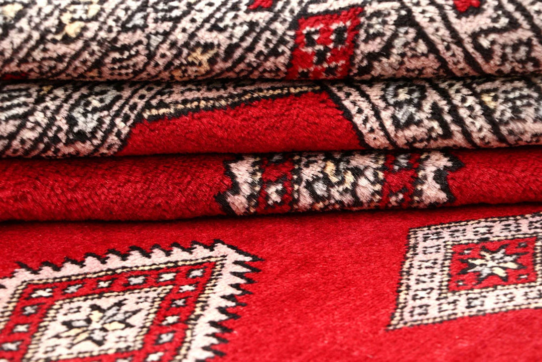 Red Pakistani Jaldar Rug 5' 11" x 8' 3" Hand-Knotted | No. QA53185