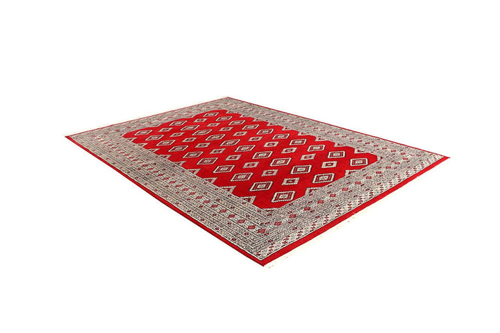 Red Pakistani Jaldar Rug 5' 11" x 8' 3" Hand-Knotted | No. QA53185