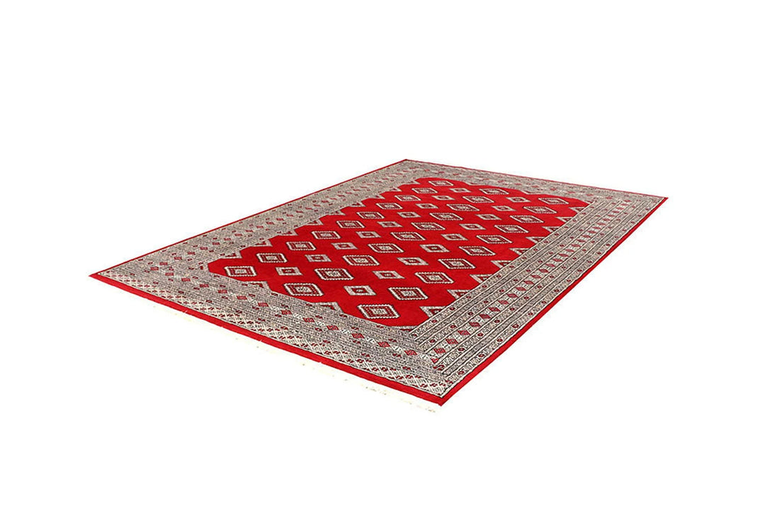 Red Pakistani Jaldar Rug 5' 11" x 8' 3" Hand-Knotted | No. QA53185