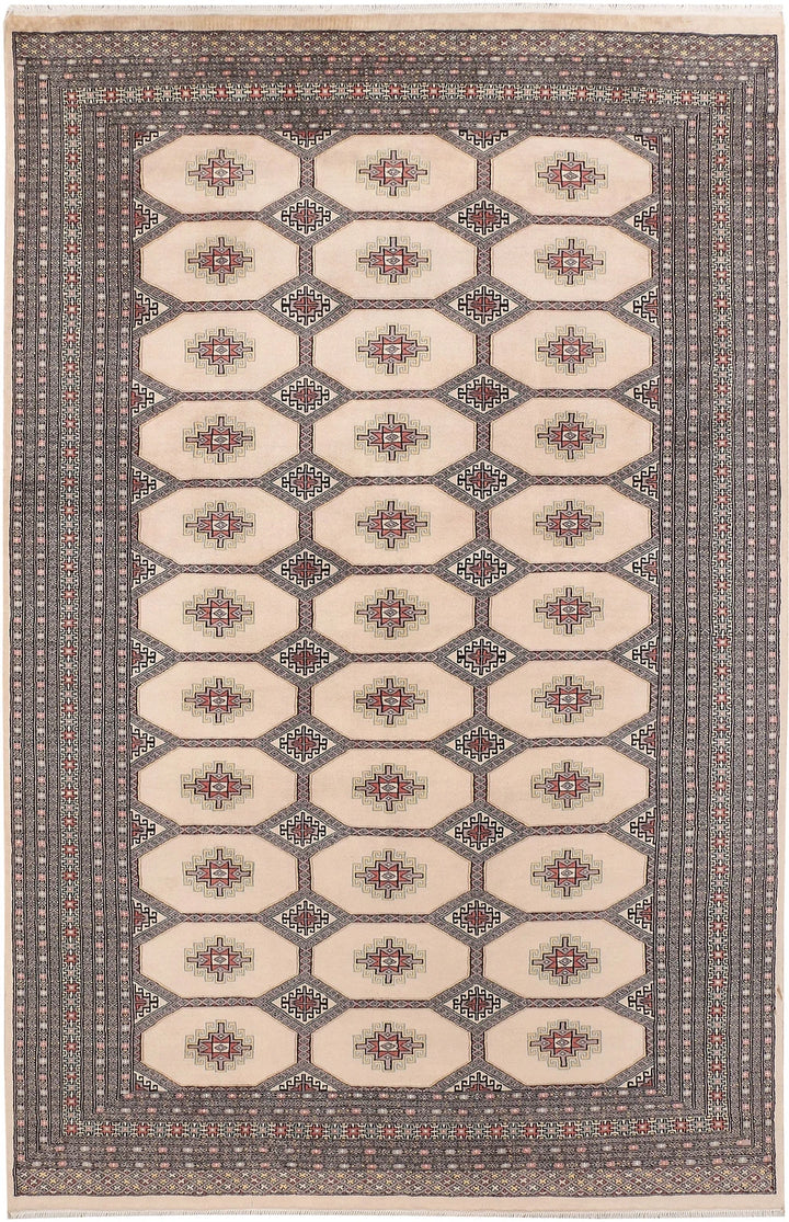 Brown Pakistani Jaldar Rug 6' 7" x 10' Hand-Knotted | No. QA53253