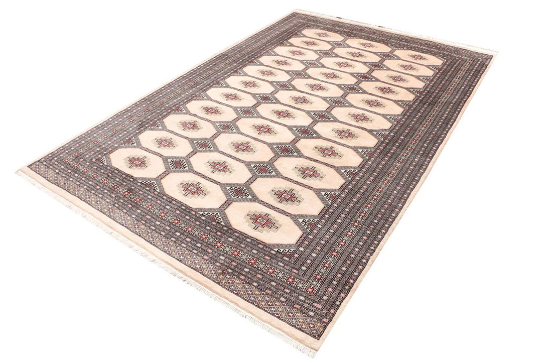 Brown Pakistani Jaldar Rug 6' 7" x 10' Hand-Knotted | No. QA53253