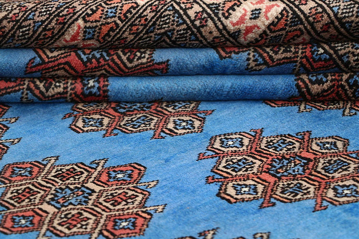 Cornflower Blue Pakistani Jaldar Rug 5' 9" x 8' Hand-Knotted | No. QA53280