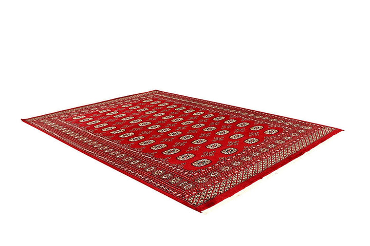 Red Pakistani Bokhara Rug 6' 1" x 9' 1" Hand-Knotted | No. QA53301
