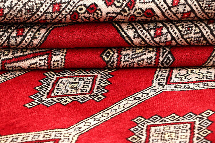 Red Pakistani Jaldar Rug 6' x 8'11" Hand-Knotted | No. QA53317