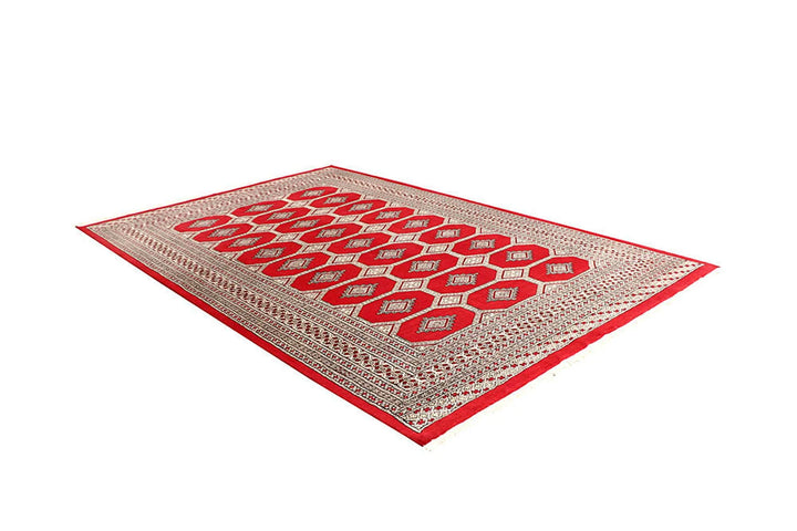 Red Pakistani Jaldar Rug 6' x 8'11" Hand-Knotted | No. QA53317