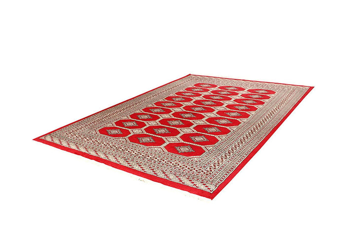 Red Pakistani Jaldar Rug 6' x 8'11" Hand-Knotted | No. QA53317