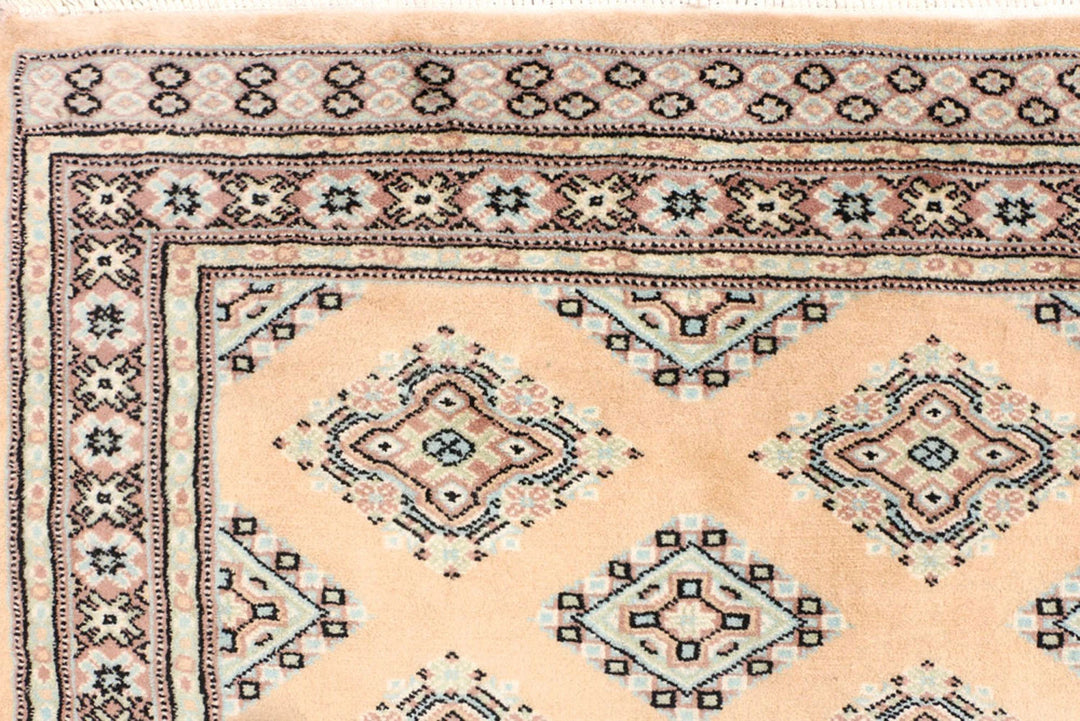 Tan Pakistani Jaldar Rug 4' 2" x 6' 1" Hand-Knotted | No. QA53353