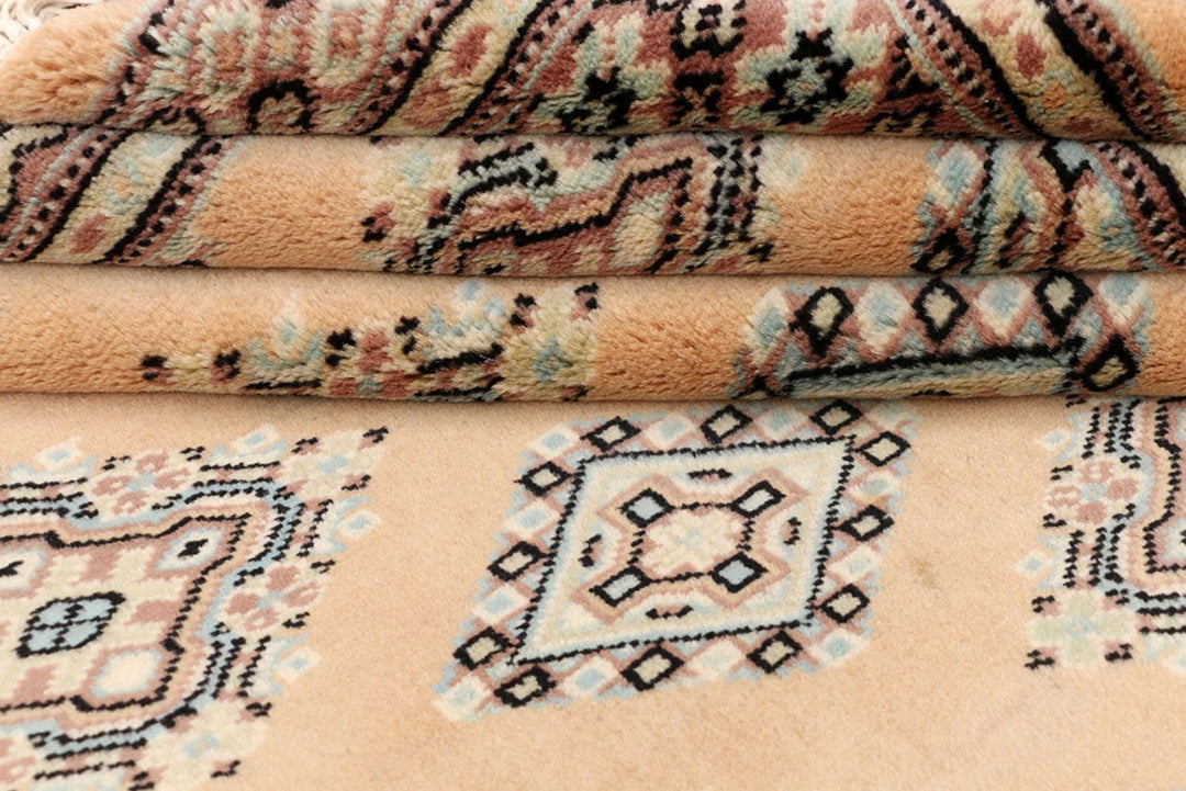 Tan Pakistani Jaldar Rug 4' 2" x 6' 1" Hand-Knotted | No. QA53353