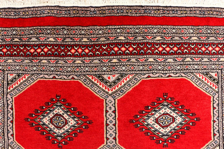 Red Pakistani Jaldar Rug 4' 2" x 5' 9" Hand-Knotted | No. QA53422